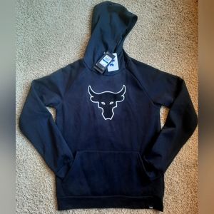 Under Armour Boys' Project Rock Rival Fleece Applique Hoodie Bull Logo Size YXL